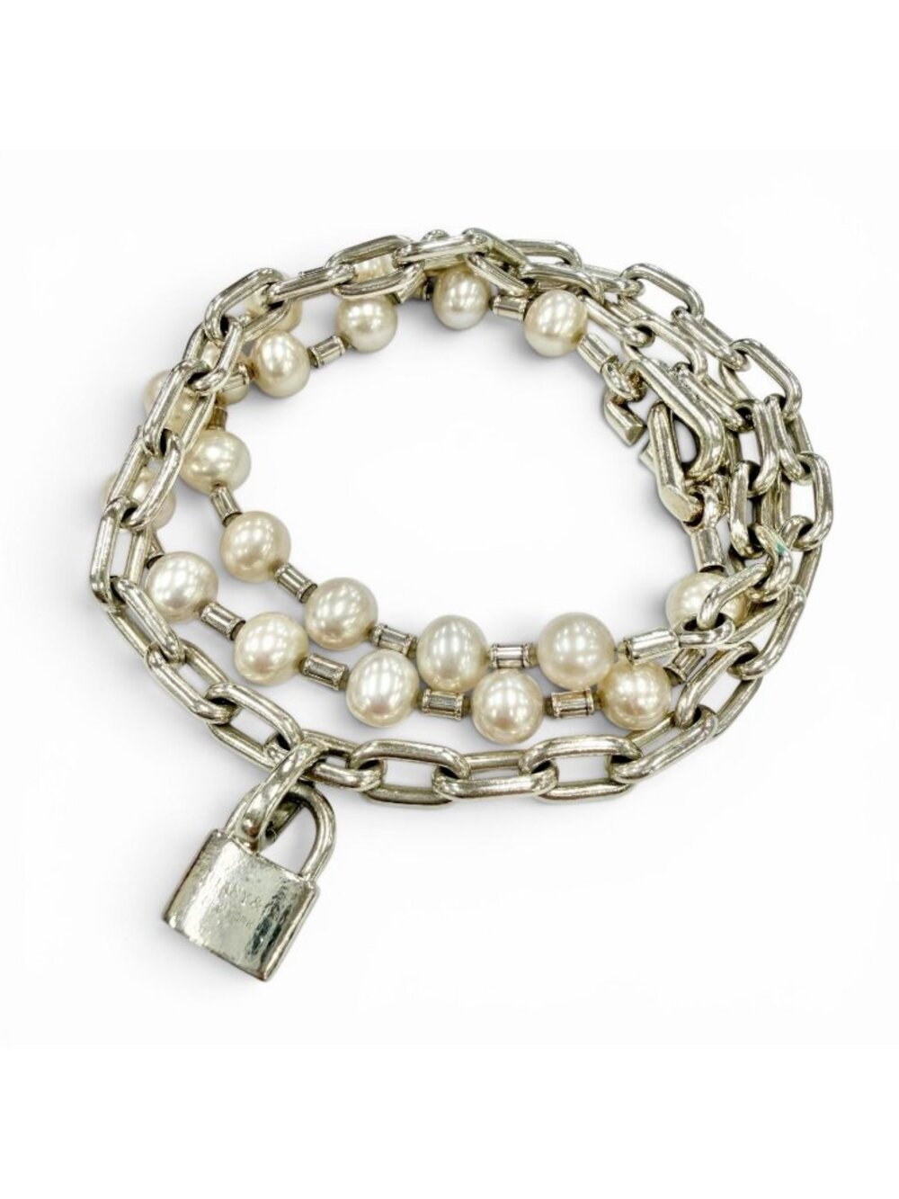 Tiffany & Co Pearl Lock Necklace Bracelet 2-Way Silver